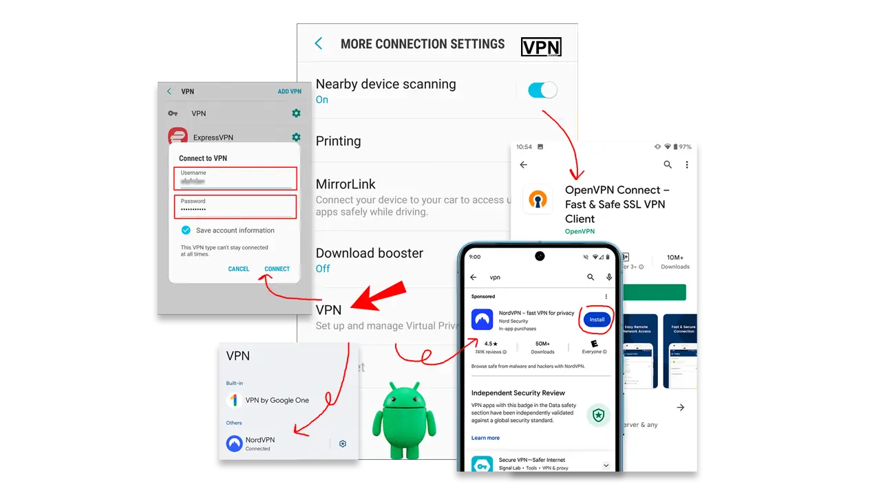 a group of cell phones How to Install VPN on Android