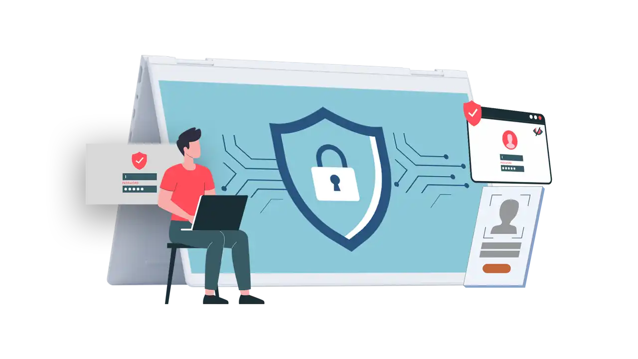 Illustration of privacy concepts with a shield, highlighting privacy laws in the US